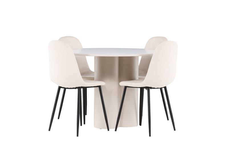 Olivia Matgrupp 110 cm Rund med 4 Polar stolar - Beige/Beige - Products - Möbler - Bord & matgrupp - Matgrupp