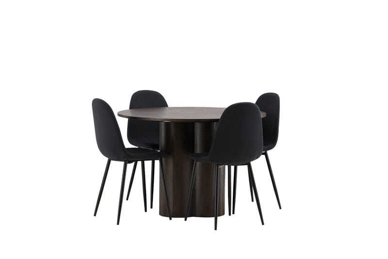 Olivia Matgrupp 110 cm Rund med 4 Polar stolar - Svart - Products - Möbler - Bord & matgrupp - Matgrupp