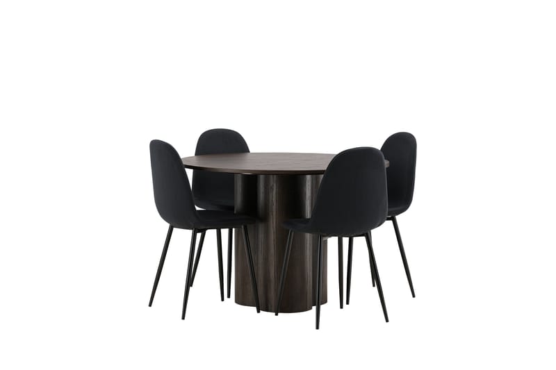 Olivia Matgrupp 110 cm Rund med 4 Polar stolar - Svart - Products - Möbler - Bord & matgrupp - Matgrupp