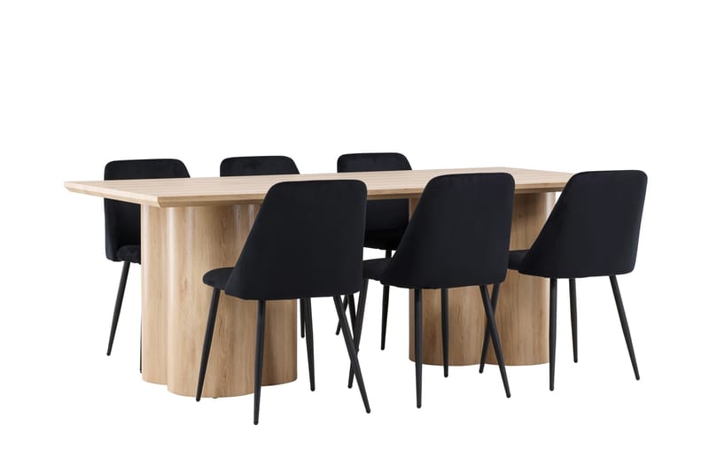 Olivia Matgrupp 210 cm Rektangulär med 6 Night stolar - Whitewash/Svart - Products - Möbler - Bord & matgrupp - Matgrupp