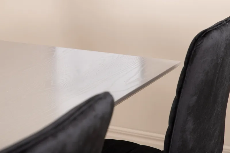 Penny Matgrupp 190 cm inkl 6 Robin Sammetsstolar - Grå/Svart - Products - Möbler - Bord & matgrupp - Matgrupp