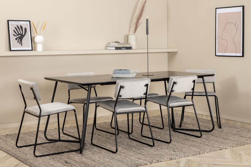 Petra Matgrupp 190 cm Rektangulär med 6 Kenth stolar - Svart - Products - Möbler - Bord & matgrupp - Matgrupp