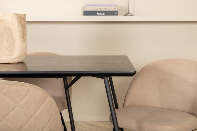 Petra Matgrupp 190 cm Rektangulär med 6 Velvet stolar - Beige - Products - Möbler - Bord & matgrupp - Matgrupp