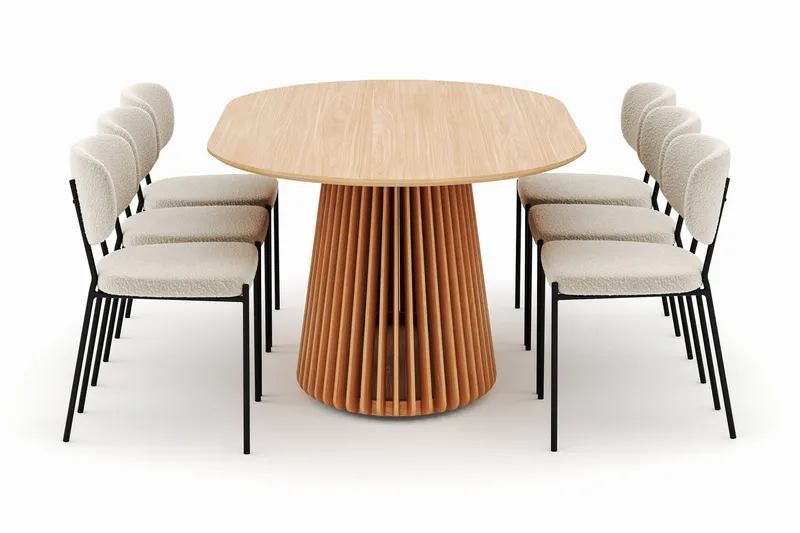 Peyra Matbord 200 cm Oval med 6 Gemmiano Stolar - Natur - Products - Möbler - Bord & matgrupp - Matgrupp