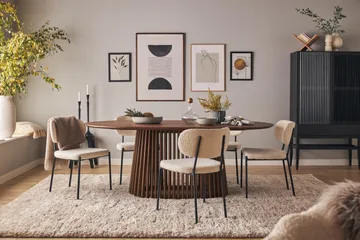 Peyra Ovalt Matbord 200 cm för 6 personer Köksbord Massiv Valnöt - Mörkbrunt / Trä - Products - Möbler - Bord & matgrupp - Matbord & köksbord