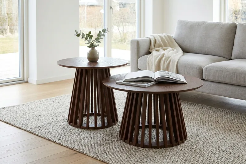 Peyra Soffbord Runt 86 cm Fanér - Valnöt - Products - Möbler - Bord & matgrupp - Soffbord