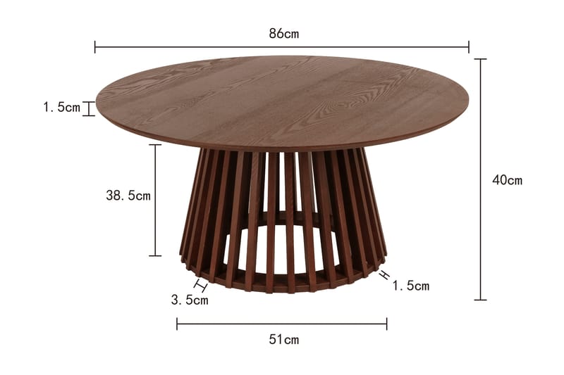 Peyra Soffbord Runt 86 cm Fanér - Valnöt - Products - Möbler - Bord & matgrupp - Soffbord