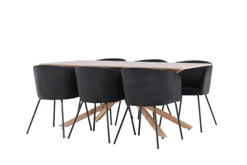 Piazza Matgrupp 180 cm Rektangulär med 6 Berit stolar - Mocca/Svart - Products - Möbler - Bord & matgrupp - Matgrupp