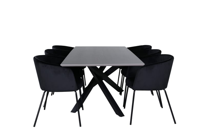 Piazza Matgrupp 180 cm Rektangulär med 6 Berit stolar, Svart