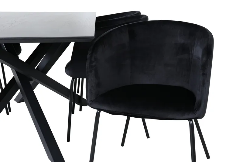 Piazza Matgrupp 180 cm Rektangulär med 6 Berit stolar - Svart - Products - Möbler - Bord & matgrupp - Matgrupp