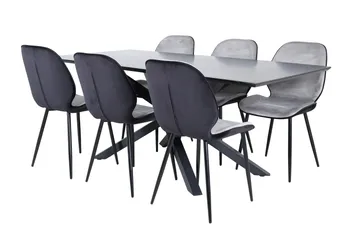 Piazza Matgrupp 180 cm Rektangulär med 6 Emma stolar - Svart - Products - Möbler - Bord & matgrupp - Matgrupp