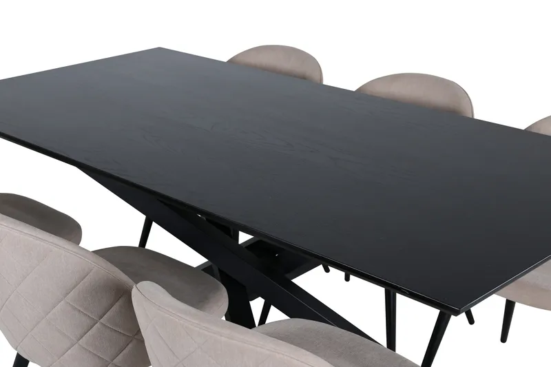 Piazza Matgrupp 180 cm Rektangulär med 6 Velvet stolar - Beige - Products - Möbler - Bord & matgrupp - Matgrupp