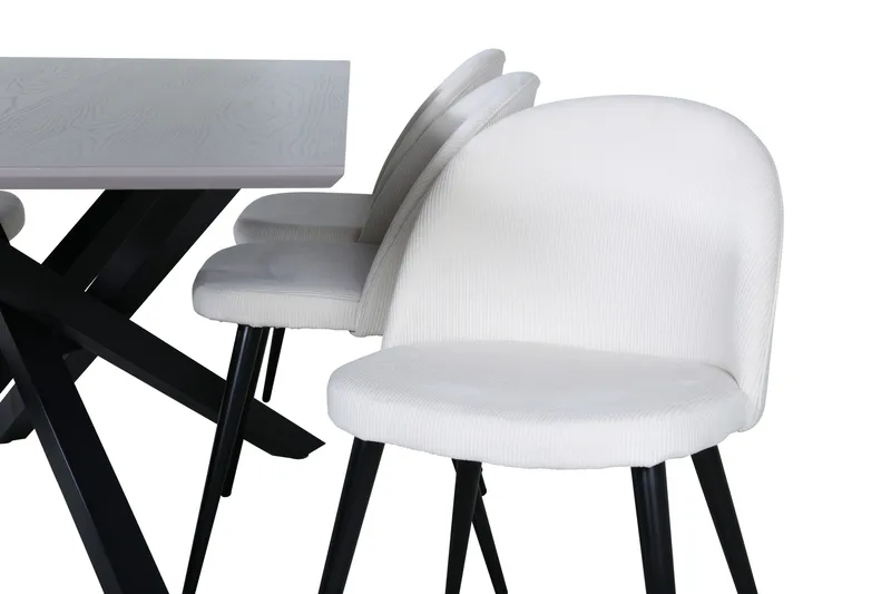 Piazza Matgrupp 180 cm Rektangulär med 6 Velvet stolar - Beige - Products - Möbler - Bord & matgrupp - Matgrupp