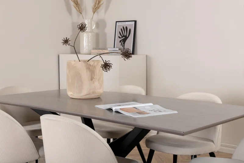 Piazza Matgrupp 180 cm Rektangulär med 6 Velvet stolar - Beige - Products - Möbler - Bord & matgrupp - Matgrupp