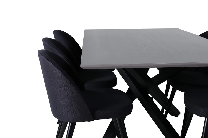 Piazza Matgrupp 180 cm Rektangulär med 6 Velvet stolar - Svart - Products - Möbler - Bord & matgrupp - Matgrupp