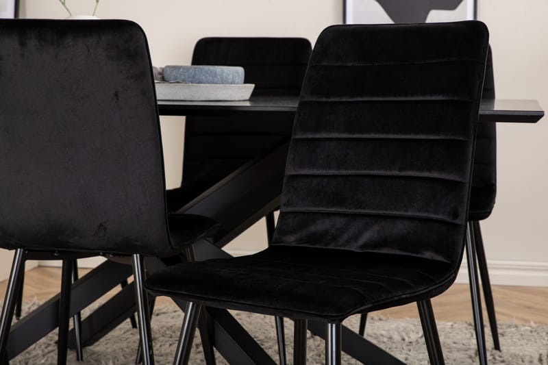 Piazza Matgrupp 180 cm Rektangulär med 6 Windu stolar - Svart - Products - Möbler - Bord & matgrupp - Matgrupp