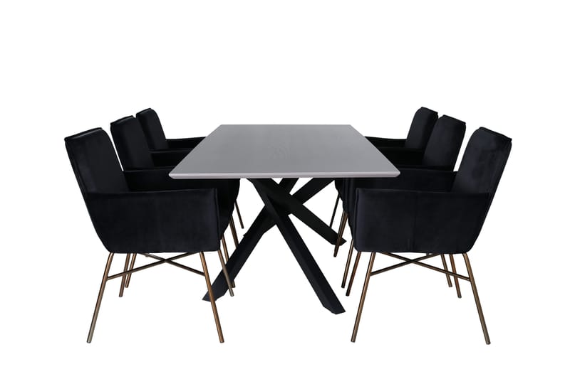 Piazza Matgrupp 180 cm Rektangulär med 6 Petra stolar - Svart - Products - Möbler - Bord & matgrupp - Matgrupp