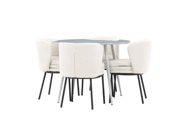 Plaza Matgrupp 100 cm Rund med 4 Agnes stolar - Grå/Vit - Products - Möbler - Bord & matgrupp - Matgrupp