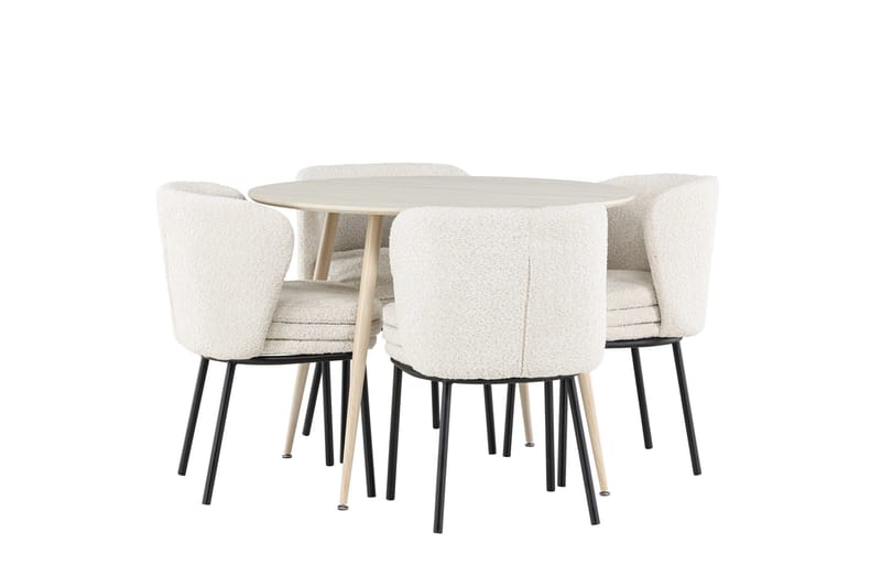 Plaza Matgrupp 100 cm Rund med 4 Agnes stolar - Whitewash/Vit - Products - Möbler - Bord & matgrupp - Matgrupp