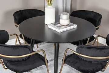 Plaza Matgrupp 100 cm Rund med 4 Arrow stolar - Svart/Guld - Products - Möbler - Bord & matgrupp - Matgrupp