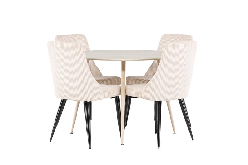 Plaza Matgrupp 100 cm Rund med 4 Leone stolar - Whitewash/Beige - Products - Möbler - Bord & matgrupp - Matgrupp