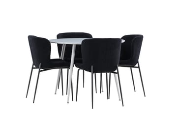 Plaza Matgrupp 100 cm Rund med 4 Modesto stolar - Grå/Svart - Products - Möbler - Bord & matgrupp - Matgrupp