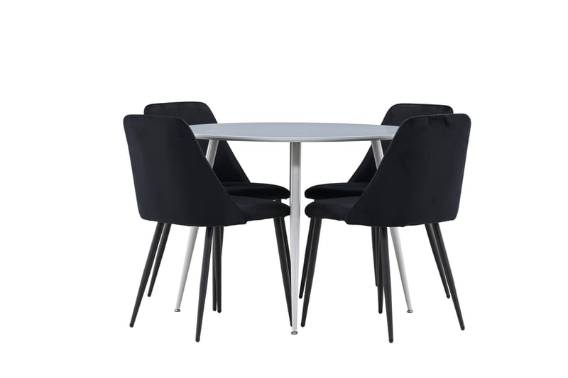Plaza Matgrupp 100 cm Rund med 4 Night stolar - Grå/Svart - Products - Möbler - Bord & matgrupp - Matgrupp