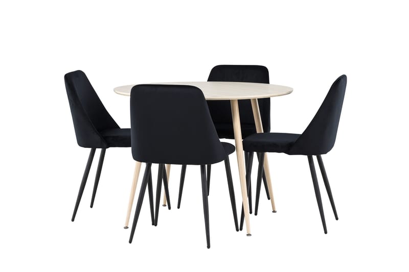 Plaza Matgrupp 100 cm Rund med 4 Night stolar - Whitewash/Svart - Products - Möbler - Bord & matgrupp - Matgrupp