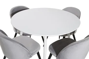 Plaza Matgrupp 100 cm Rund med 4 Velvet stolar - Svart - Products - Möbler - Bord & matgrupp - Matgrupp