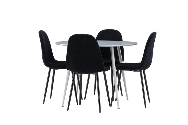 Plaza Matgrupp 100 cm Rund med 4 Polar stolar - Grå/Svart - Products - Möbler - Bord & matgrupp - Matgrupp