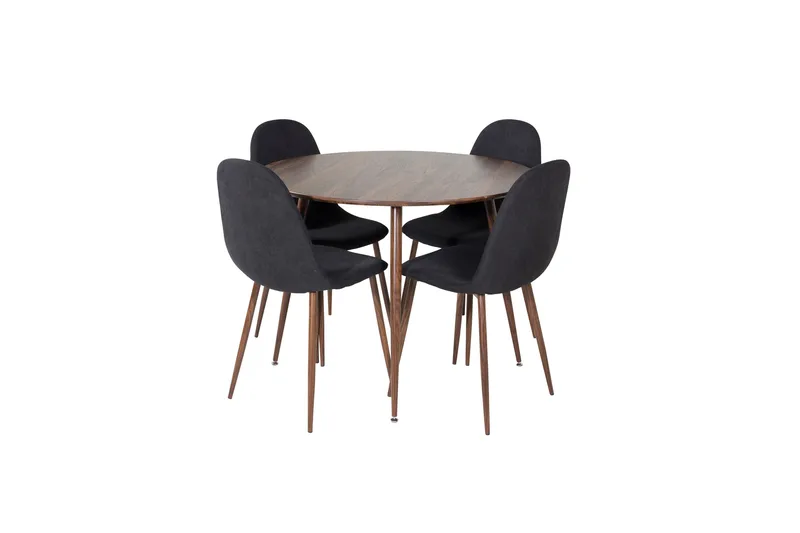 Plaza Matgrupp 100 cm Rund med 4 Polar stolar, Svart