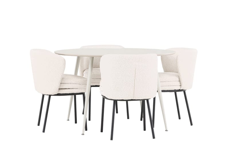 Plaza Matgrupp 120 cm Rund med 4 Agnes stolar - Beige/Vit - Products - Möbler - Bord & matgrupp - Matgrupp