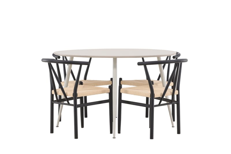 Plaza Matgrupp 120 cm Rund med 4 Alfons stolar - Beige/Svart - Products - Möbler - Bord & matgrupp - Matgrupp