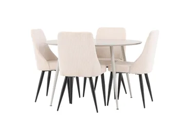 Plaza Matgrupp 120 cm Rund med 4 Leone stolar - Beige/Beige - Products - Möbler - Bord & matgrupp - Matgrupp