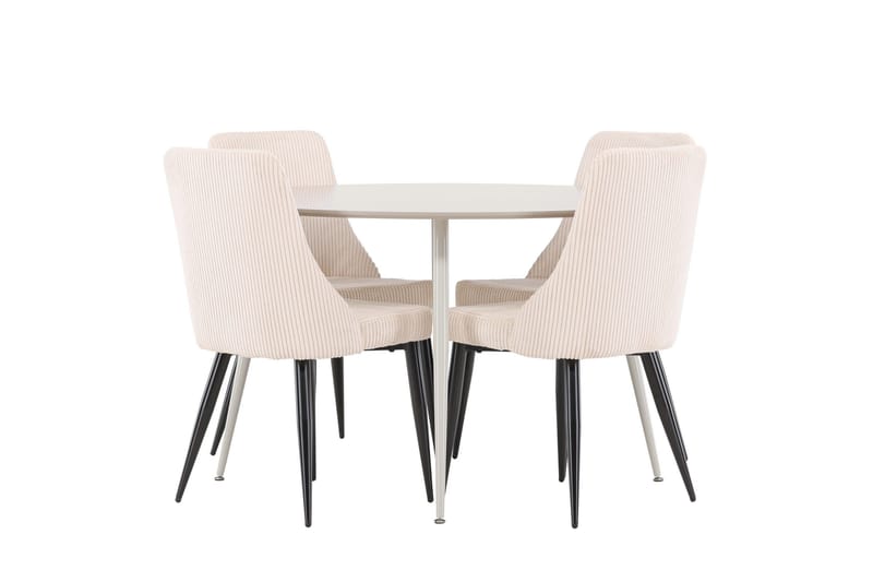 Plaza Matgrupp 120 cm Rund med 4 Leone stolar - Beige/Beige - Products - Möbler - Bord & matgrupp - Matgrupp