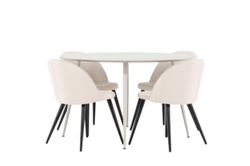 Plaza Matgrupp 120 cm Rund med 4 Velvet stolar - Beige/Beige - Products - Möbler - Bord & matgrupp - Matgrupp