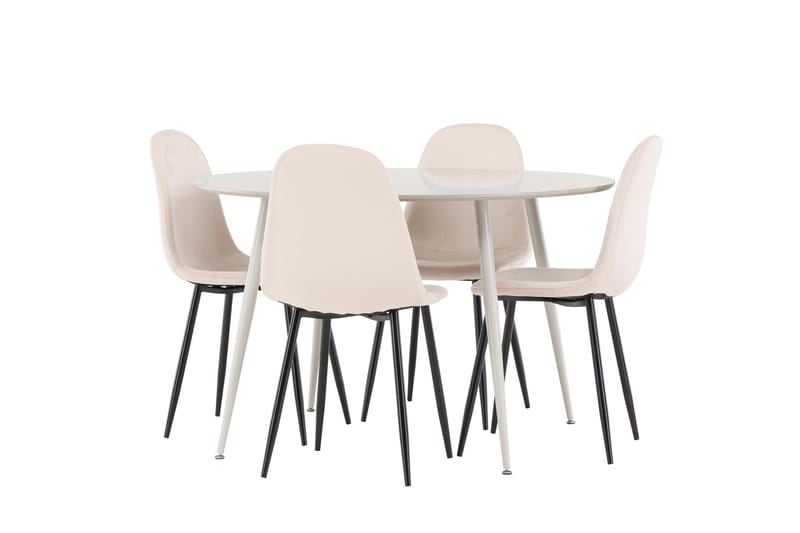 Plaza Matgrupp 120 cm Rund med 4 Polar stolar - Beige/Beige - Products - Möbler - Bord & matgrupp - Matgrupp