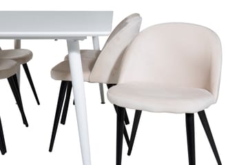 Polar Matgrupp 180 cm Rektangulär med 6 Velvet stolar - Beige - Products - Möbler - Bord & matgrupp - Matgrupp