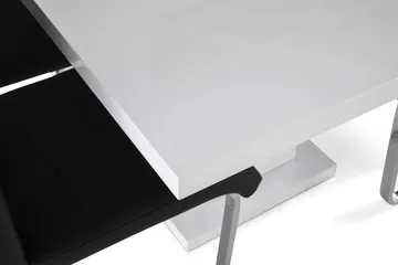 Ratliff Matgrupp 180 cm + 6 Stolar Förlängningsbart med illäggsskiva - Vit / Svart Pu / Krom - Products - Möbler - Bord & matgrupp - Matgrupp