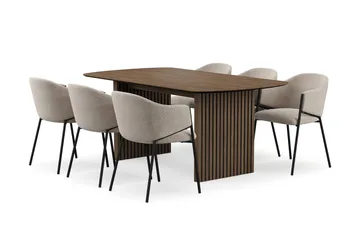 Richeto Matbord 180 cm med 6 Filip Matstolar - Rökt ek / Taupe Bouclé - Products - Möbler - Bord & matgrupp - Matgrupp