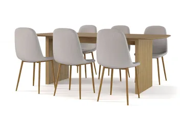Richeto Matbord 210 cm ek +  6 st Nibe stol grå med ek ben - Natur/Grå - Products - Möbler - Bord & matgrupp - Matgrupp