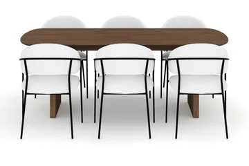 Richeto Matbord 210 cm med 6 Karol Matstolar - Rökt ek / Vit Bouclé - Products - Möbler - Bord & matgrupp - Matgrupp