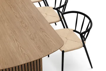 Richeto Matbord 240 cm med 6 Winston Matstolar - Naturlig finish / Beige / Metallben Svart - Products - Möbler - Bord & matgrupp - Matgrupp