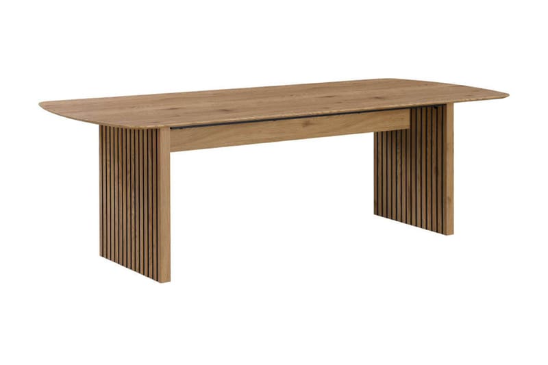 Richeto Matbord 240 cm med 8 Katy Matstolar - Naturlig finish / Vit Bouclé / Metallben Svart - Products - Möbler - Bord & matgrupp - Matgrupp