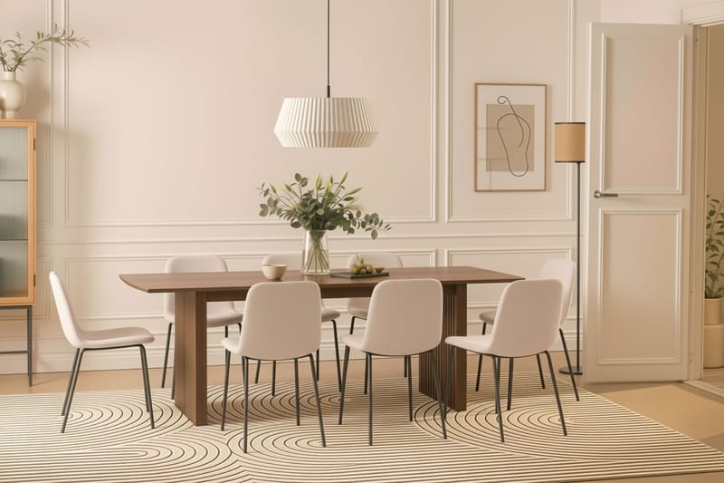 Richeto Matbord 240 cm med 8 Katy Matstolar - Rökt ek / Vit Bouclé - Products - Möbler - Bord & matgrupp - Matgrupp