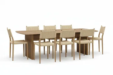 Richeto Matbord 240 cm med 8 st Jamna Matstolar - Brun - Products - Möbler - Bord & matgrupp - Matgrupp