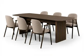 Richeto Matbord Rökt Ek 240 cm med 6 Reciclar Matstolar - Rökt ek/ Greige - Products - Möbler - Bord & matgrupp - Matgrupp