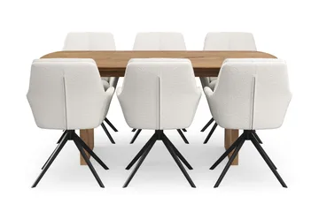 Richeto Matgrupp 180 cm med 6 Torsby Snurrstolar - Naturlig finish/Ljusbeige - Products - Möbler - Bord & matgrupp - Matgrupp
