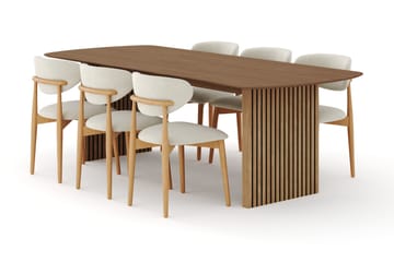 Richeto Matgrupp 240 cm Ek med 6 Molly Matstolar - Ek - Products - Möbler - Bord & matgrupp - Matgrupp