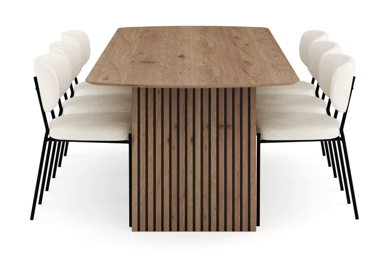 Richeto Matgrupp 240 cm med 6 Gemmiano Matstolar - Naturlig finish - Products - Möbler - Bord & matgrupp - Matgrupp